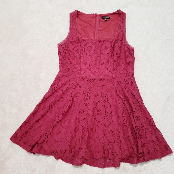 City Vibe Womens Burgundy Fit & Flare Sleeveless Dress Size 15 Lined Square Neck - Picture 6 of 11